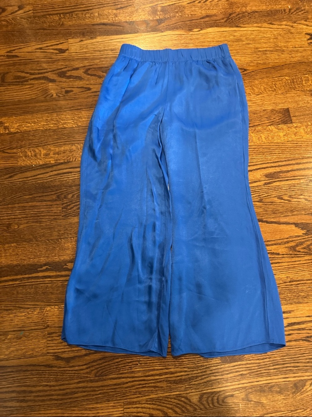 J Crew Satin-y Pull On Ankle Wide Leg Pants Size 6 in Bright Blue